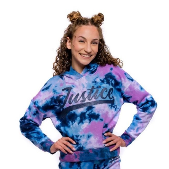 Justice Girls Blue  Tie Dye Hoodie Size 5/6 - Picture 1 of 6